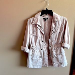 Pink zip up drawstring waist wind jacket